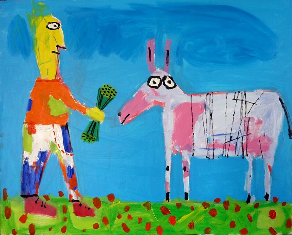 Feeding the Donkey, 2014, oil on canvas, 80X100