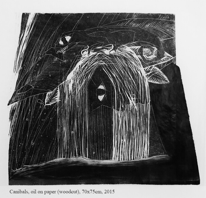 01_canibals_2015_monotype on woodcut