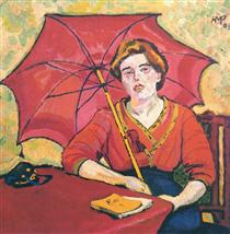 מקס פכשטיין, איה עם מטריה אדומה, 1909