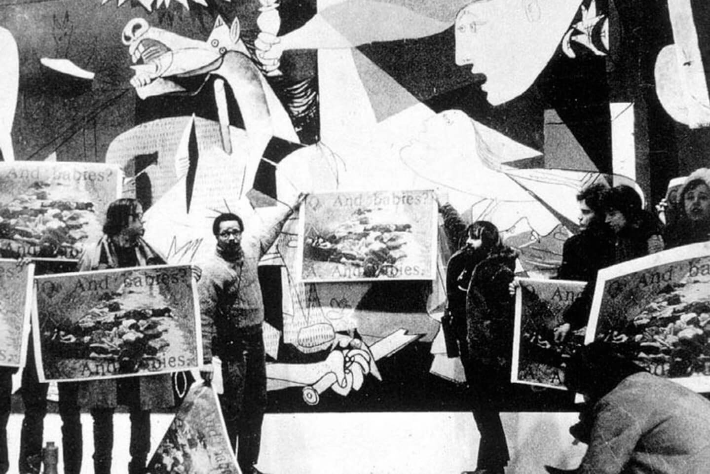 הפגנת קואליציאת עובדי האמנות מול הגרניקה במומה, 1970
