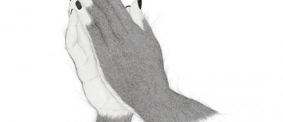 Untitled (Hands), 2018, ink on paper, 80x80 cm (white)